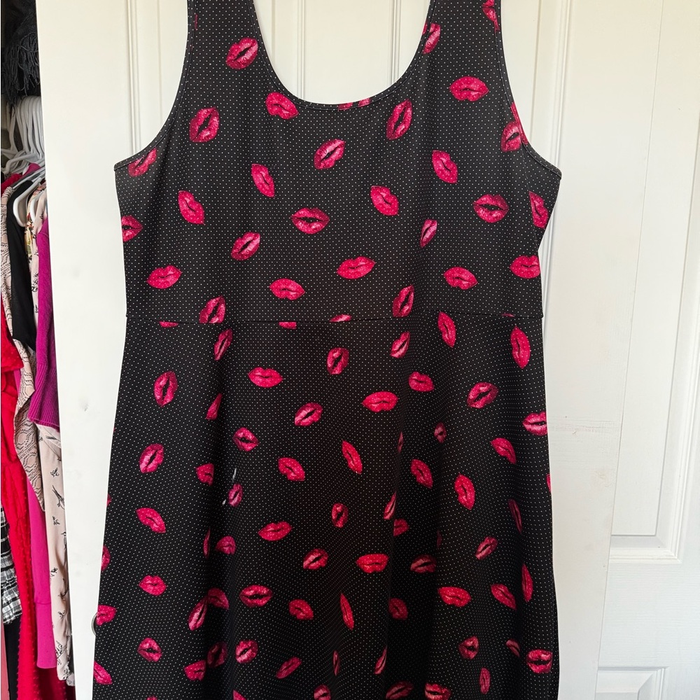 torrid Black Mini Dress with Pink Lip Print